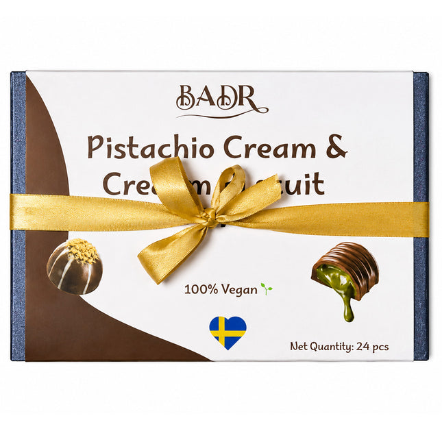Pralines with Pistachio Cream and Caramel Biscuits – 24 pcs